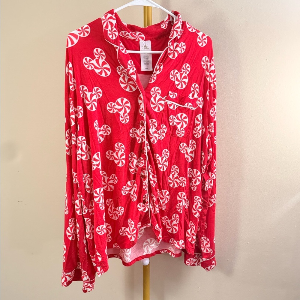 Disney Parks Peppermint Print Pajama Set Women XL Red - Picture 3 of 10